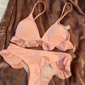 Pink ruffle bikini. Small.